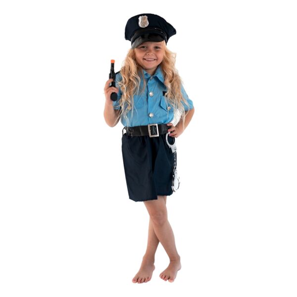 Politibetjent Pige Børnekostume - Small
